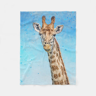 Neugierige Giraffe mit Blue Confetti Sky Fleecedecke