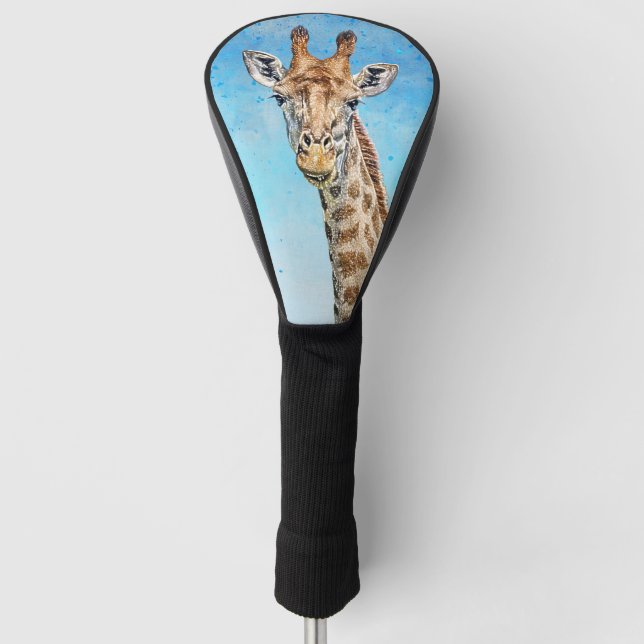 Neugierige Giraffe mit Blue Confetti Sky Golf Headcover (Vorderseite)