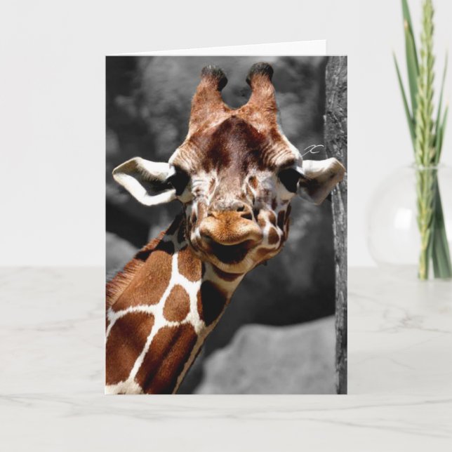 Neugierige Giraffen-Gruß-Karte Karte (Vorderseite)
