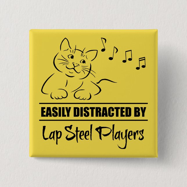 Neugierige Katze, die von Lap Steel-Spielern leich Button (Vorderseite)