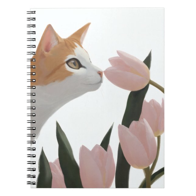 Neugierige Katze Frühlingsblumen Notizblock (Vorderseite)