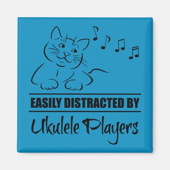 Neugierige Katze, leicht abgelenkt von Ukulele Pla Magnet (Vorne)