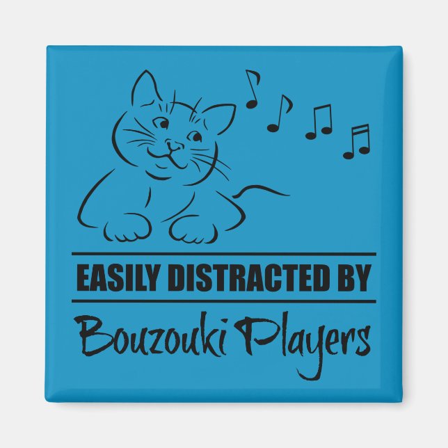 Neugierige Katze leicht von Bouzouki-Spielern abge Magnet (Vorne)