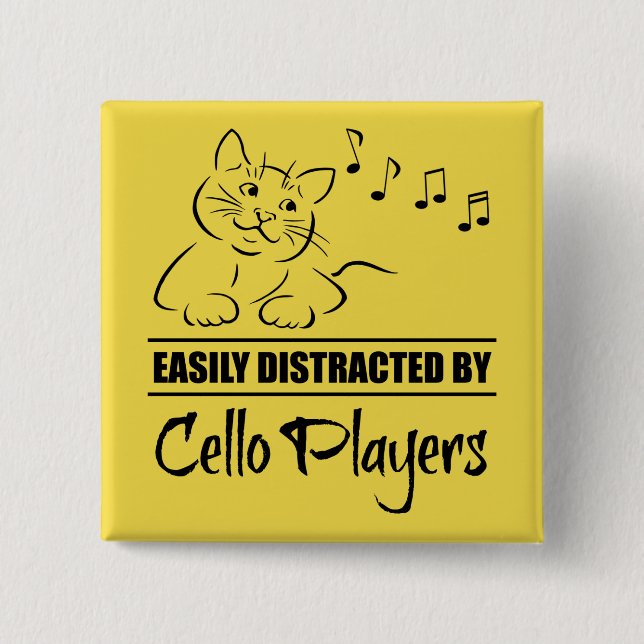 Neugierige Katze, leicht von Cello-Spielern abgele Button (Vorderseite)