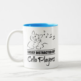 Neugierige Katze, leicht von Cello-Spielern abgele Zweifarbige Tasse