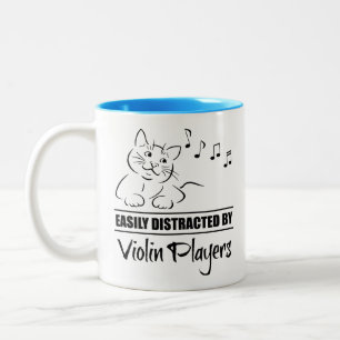 Neugierige Katze, leicht von Violinspielern abgele Zweifarbige Tasse