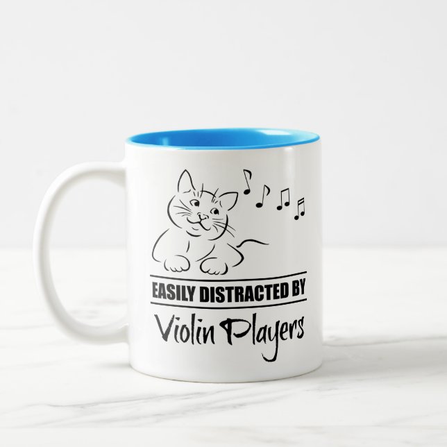 Neugierige Katze, leicht von Violinspielern abgele Zweifarbige Tasse (Links)