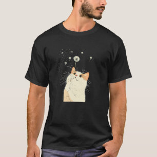 Neugierige Katze mit Löwenzahn in den Pfoten für e T-Shirt