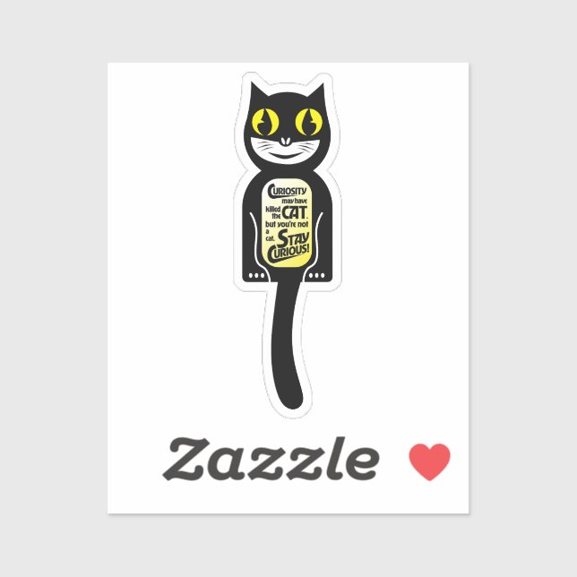 Neugierige Katze schwarz gelb Aufkleber (Blatt)