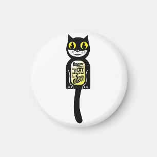 Neugierige Katze schwarz gelb Magnet
