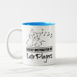 Neugierige Katze von Lute Players leicht abgelenkt Zweifarbige Tasse