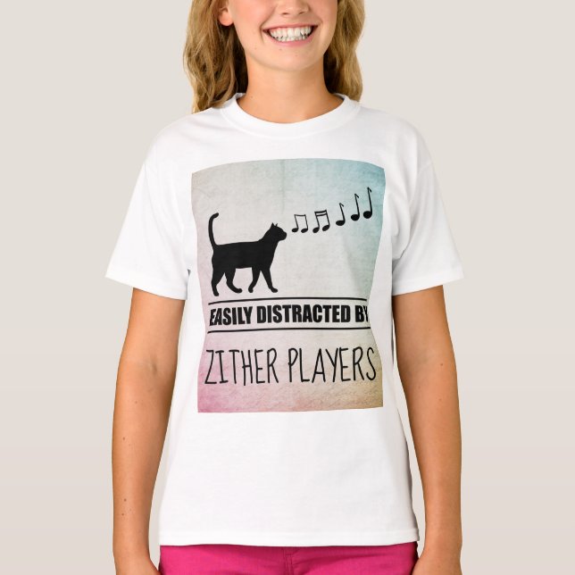 Neugierige Katze von Zither-Spielern leicht abgele T-Shirt (Vorderseite)