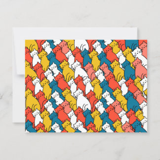 Neugierige Katzen bunt Postkarte