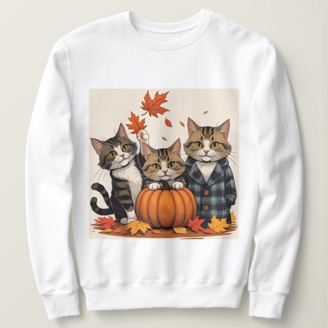 Neugierige Katzen - Gemütlicher Herbst Sweatshirt (Design vorne)