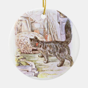 Neugierige Katzen-Grafik Keramikornament