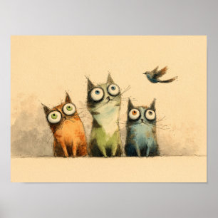 Neugierige Katzen – Whimsical Katzenkunst Poster