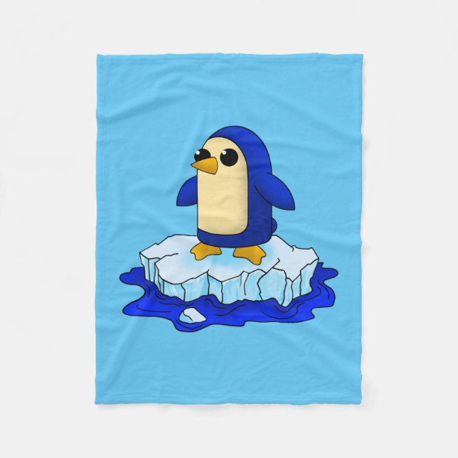 Neugierige Kawaii Niedlich Baby Penguin Fleecedecke (Vorderseite)
