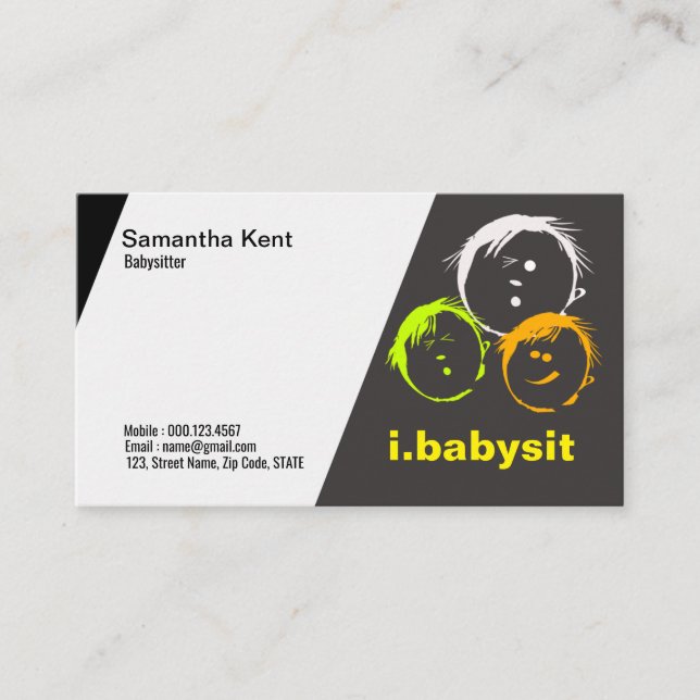 Neugierige Kindergesichts-Babysitter-Visitenkarte Visitenkarte (Vorderseite)