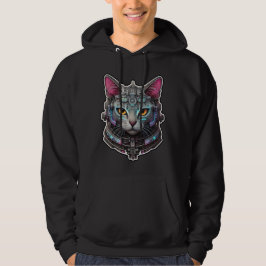 Neugierige Kitty in einem Cyber-Helm Hoodie