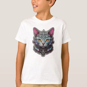 Neugierige Kitty in einem Cyber-Helm T-Shirt