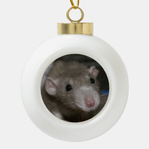 Neugierige Ratte Keramik Kugel-Ornament