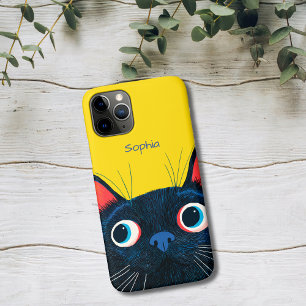 Neugierige schwarze Katze Case-Mate iPhone Hülle