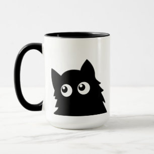 Neugierige schwarze Katze Süßes minimalistisches K Tasse