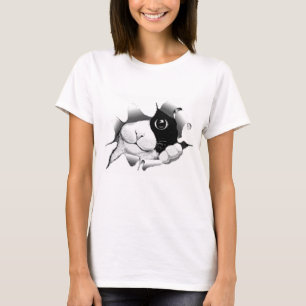 Neugierige Schwarzweiss-Miezekatze-Katze T-Shirt
