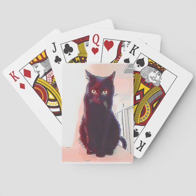 Neugierige Spielkarten der schwarzen Katze (Rückseite)