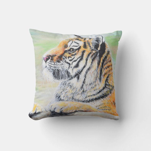 Neugierige Tigermalerei Kissen (Vorderseite)