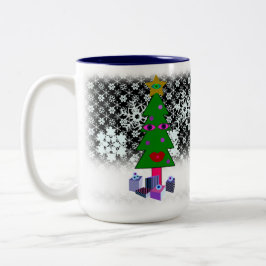 Neugierige Weihnachtsfeier-Tasse Zweifarbige Tasse