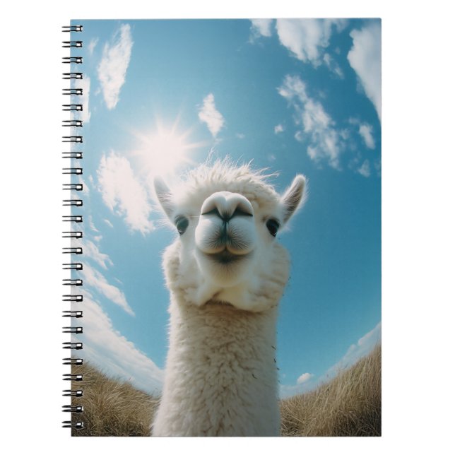 Neugieriger Alpaca unter der Sonne Notizblock (Vorderseite)
