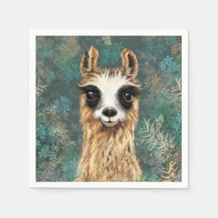 Neugieriger Baby Llama - Lächeln Serviette
