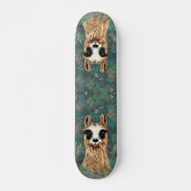 Neugieriger Baby Llama - Niedlich - Lächeln Skateboard (Vorne)