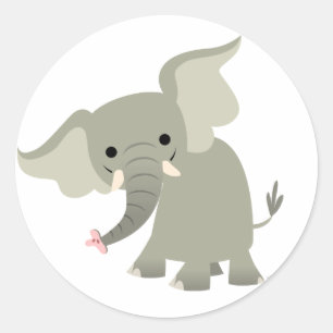 Neugieriger Cartoon-Elephant-Aufkleber Runder Aufkleber