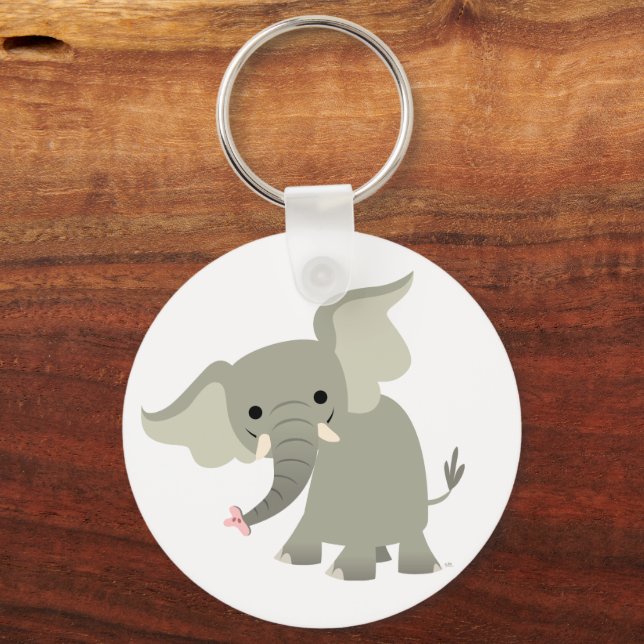 Neugieriger Cartoon Elephant Schlüsselanhänger (Vorderseite)