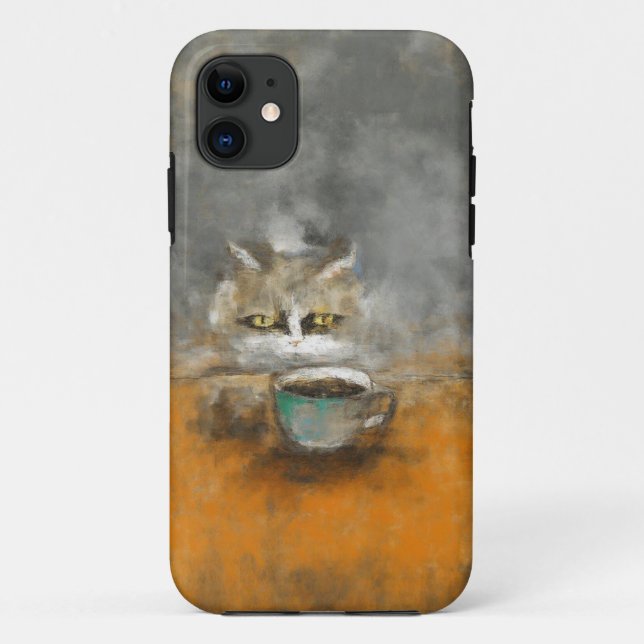 Neugieriger Cat & Coffee Art Mobile-Fall Case-Mate iPhone Hülle (Rückseite)