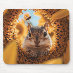 Neugieriger Chipmunk-Ping durch gegessen Sonnenblu Mousepad