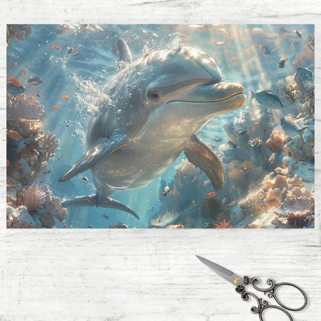 Neugieriger Delfin-Dekoupage Seidenpapier (Von Creator hochgeladen)