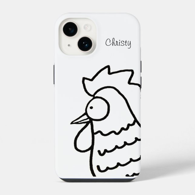 neugieriger Hahn iPhone 14 Hülle (Rückseite)