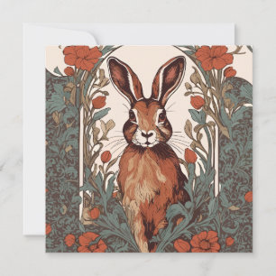 Neugieriger Hase William Morris inspirierte Blumen