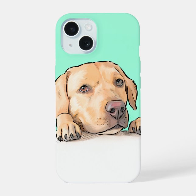 Neugieriger Hund iPhone 15 Hülle (Rückseite)