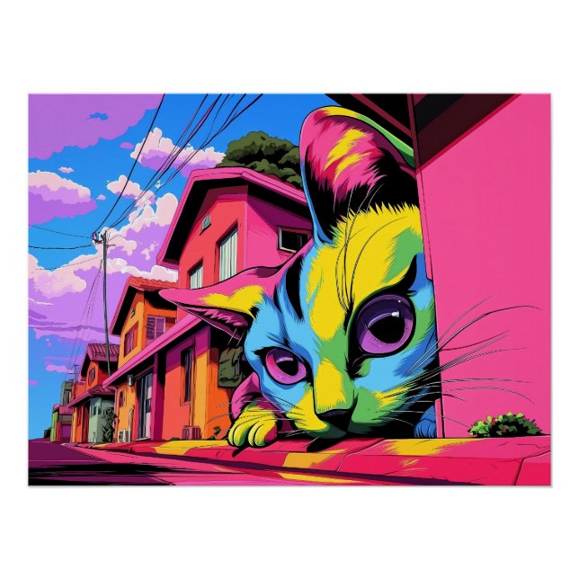 Neugieriger Kolossus: Die Riesenkatze im Nachbarla Poster (Vorderseite)
