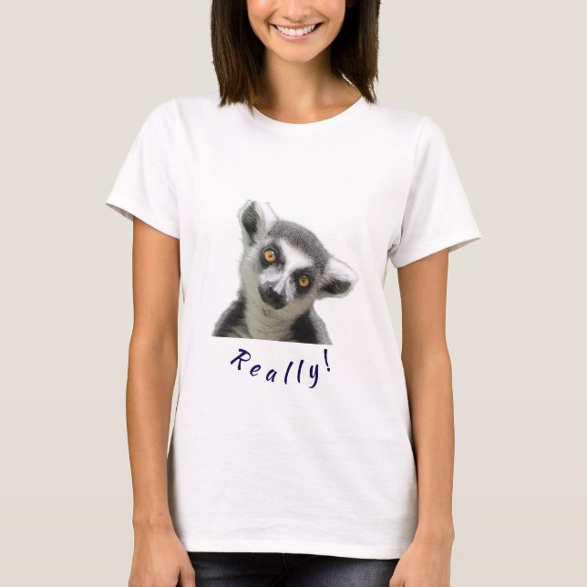 "Neugieriger Lemur-Blick" T-Shirt (Vorderseite)