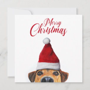 Neugieriger Niedlicher Hund mit Weihnachtsmannmütz Einladung
