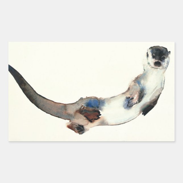 Neugieriger Otter 2003 Rechteckiger Aufkleber (Vorderseite)