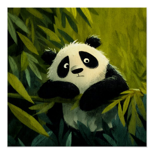 Neugieriger Panda Bambus Spähen Poster (Vorderseite)