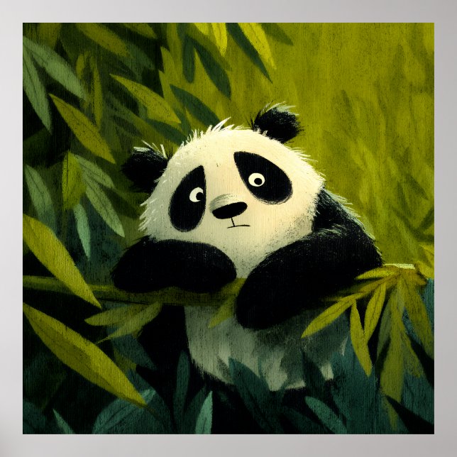 Neugieriger Panda Bambus Spähen Poster (Vorne)