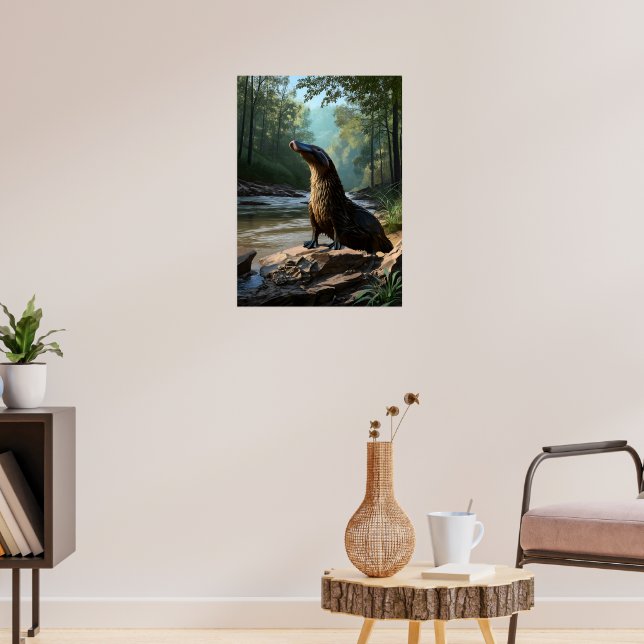 Neugieriger Platypus am Ufer Poster (Wohnzimmer 3)