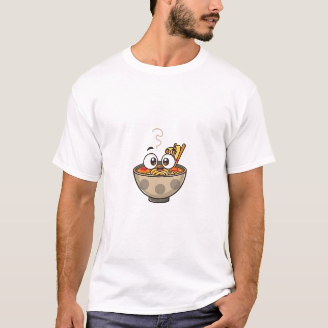 Neugieriger Ramen Bowl Fun T-Shirt (Vorderseite)